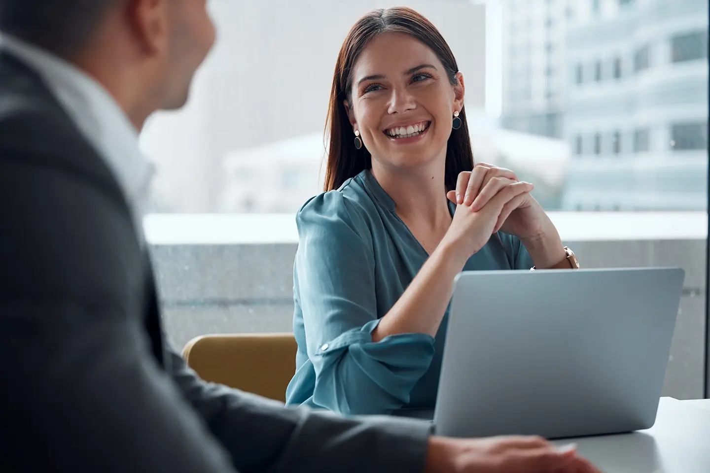 smiling business casual woman